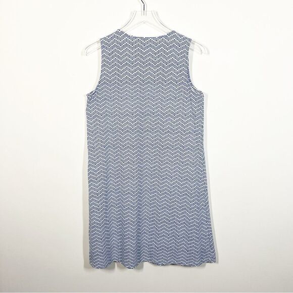J. McLaughlin Women’s Size Large Sleeveless V-Neck Blue Zig Zag Pattern Dress - Picture 2 of 7